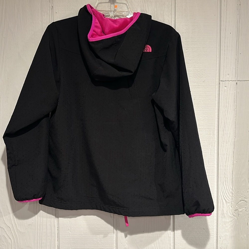 Girls North Face Hooded Zip Jacket-Blk/Pink - Picture 7 of 8
